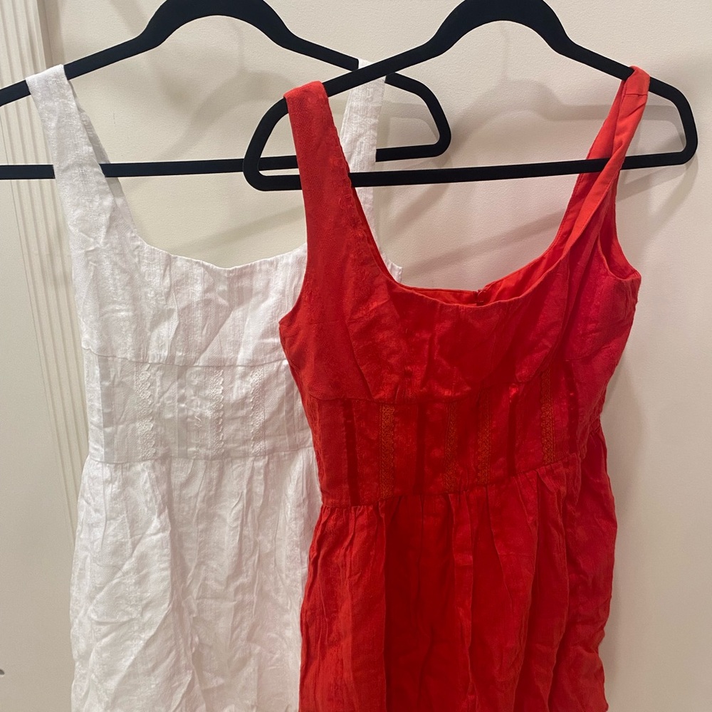 NWT Bundle Commence Cotton Blend Red and White Sleeveless Sundress Duo Size XS